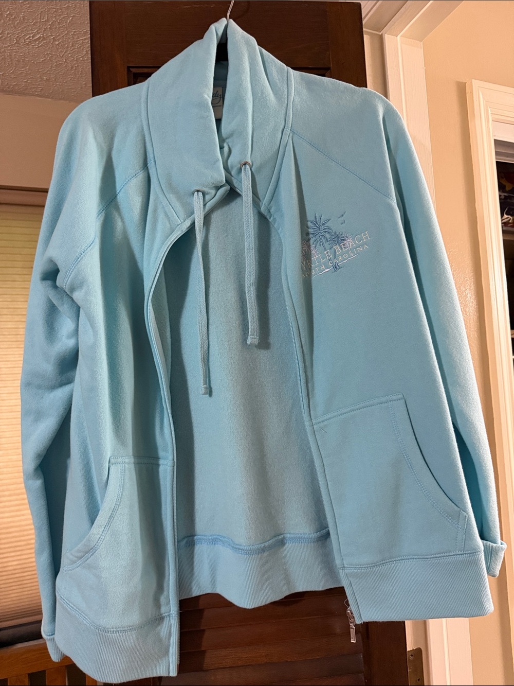 Light Blue Myrtle Beach Fleece zip up jacket with Front Pockets